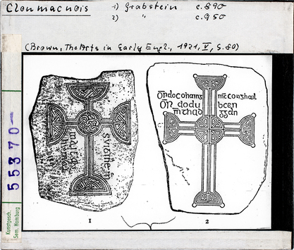 Vorschaubild Conmacnois, Grabsteine, um 890 (links), um 950 (rechts) Diasammlung